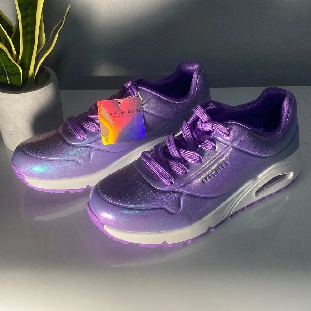 Skechers Street Uno Purple Iridescent Fashion Sneakers 310548L Womens 6 - Picture 2 of 5